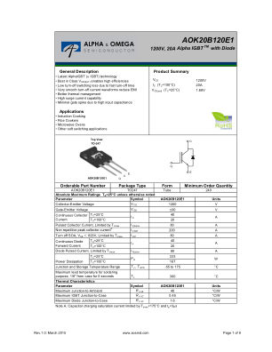 AOK20B120E1 datasheet cover page