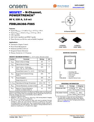 FDBL86366-F085 datasheet cover page