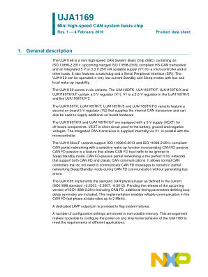 UJA1169 datasheet cover page