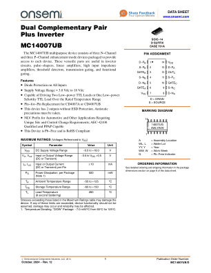 MC14007UB 数据手册首页