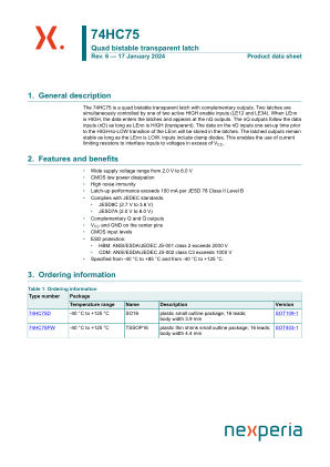 74HC75D datasheet cover page