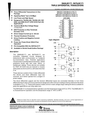 SN75LBC171 数据手册首页