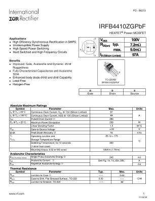 IRFB4410ZG datasheet cover page