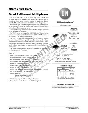 MC74VHCT157A datasheet cover page