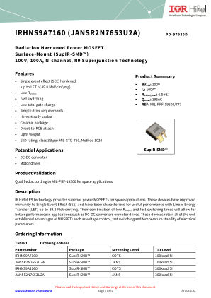 IRHNS9A7160 datasheet cover page