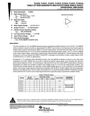 TLC075A datasheet cover page