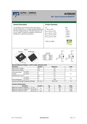 AO9926C datasheet cover page