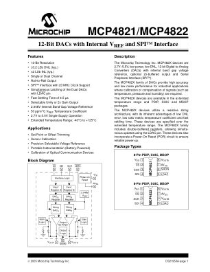 MCP4822-E 数据手册首页