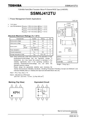 SSM6J412TU datasheet cover page