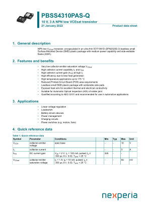 PBSS4310PAS-QX datasheet cover page