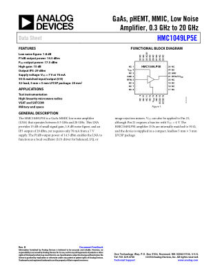 HMC1049LP5E datasheet cover page