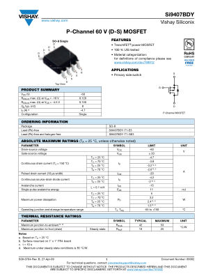 SI9407BD 数据手册首页