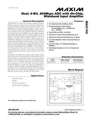 MAX105 datasheet cover page