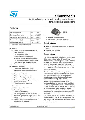 VN5E016AFH-E 数据手册首页