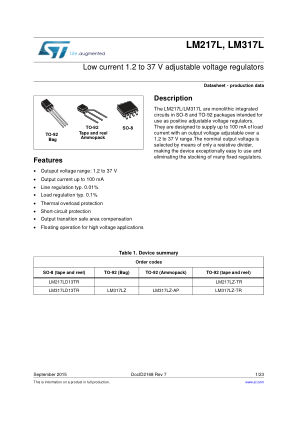 LM217L datasheet cover page