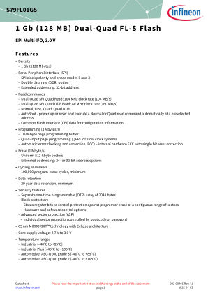 S79FL01GS datasheet cover page