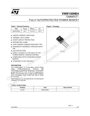 VNW100N04 datasheet cover page