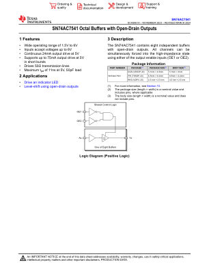 SN74AC7541 datasheet cover page