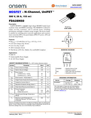 FDA28N50 数据手册首页