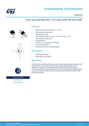 STGB30H60DFB datasheet cover page
