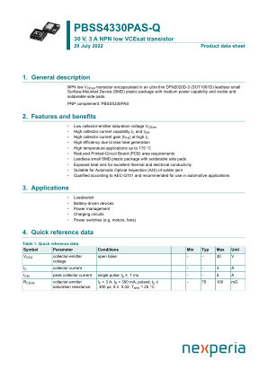PBSS4330PAS-QX datasheet cover page