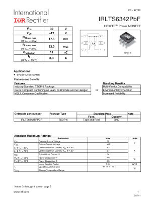 IRLTS6342 datasheet cover page