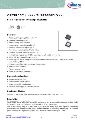 TLS820F0 datasheet cover page