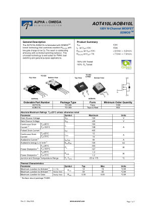AOB410L datasheet cover page