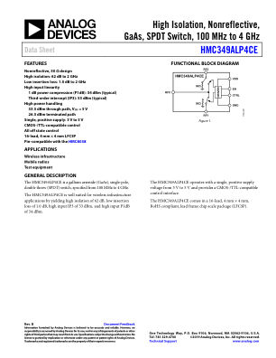 HMC349ALP4CE datasheet cover page