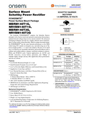MBRM140 datasheet cover page