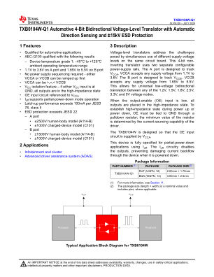 TXB0104W-Q1 数据手册首页
