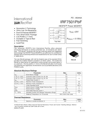 IRF7501 datasheet cover page