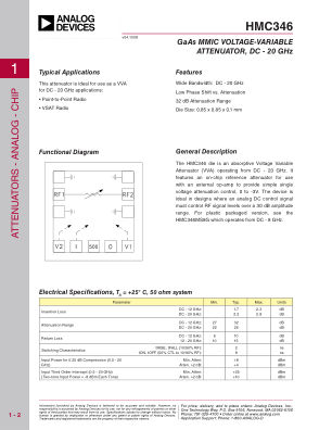 HMC346 datasheet cover page