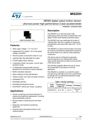MIS2DH datasheet cover page