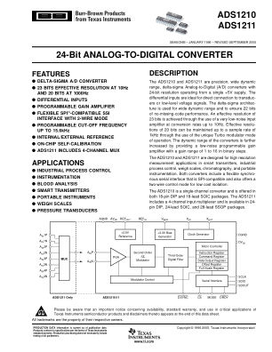 ADS1211 datasheet cover page