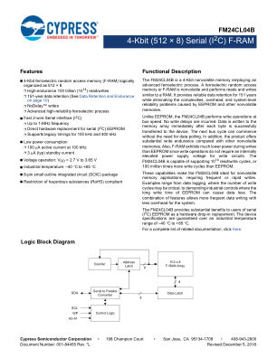 FM24CL04B datasheet cover page