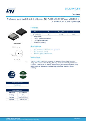 STL130N4LF8 datasheet cover page