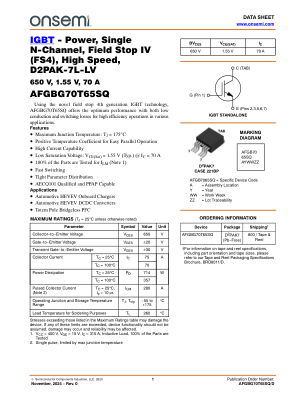 AFGBG70T65SQ 数据手册首页
