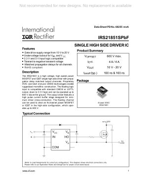 IRS21851S datasheet cover page