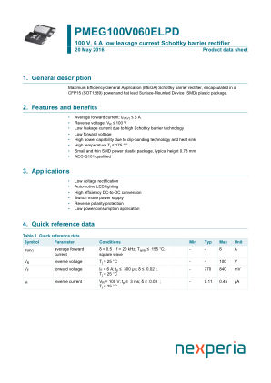 PMEG100V060ELPD datasheet cover page