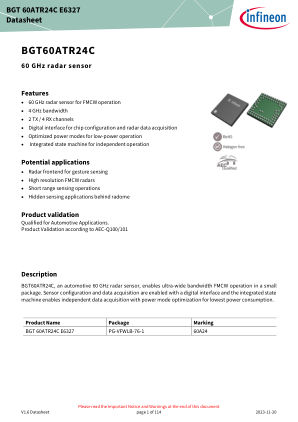 BGT60ATR24C datasheet cover page