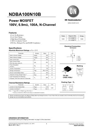 NDBA100N10B 数据手册首页