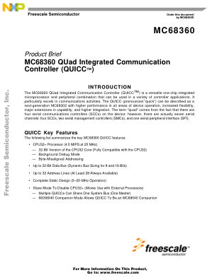 MC68360 datasheet cover page