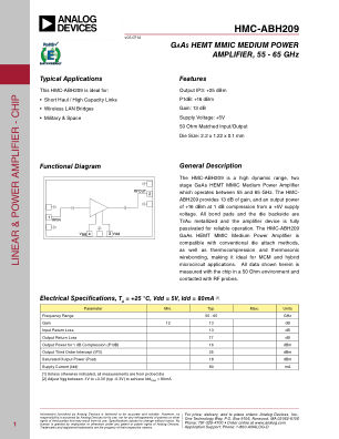 HMC-ABH209 datasheet cover page