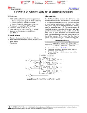 SN74AHC139-Q1 datasheet cover page