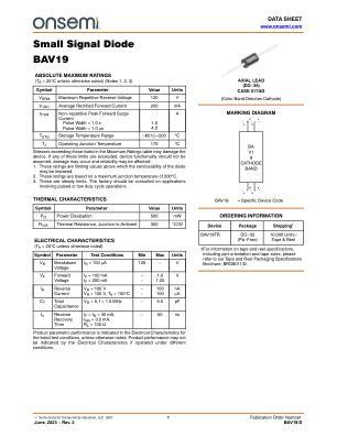 BAV19 datasheet cover page