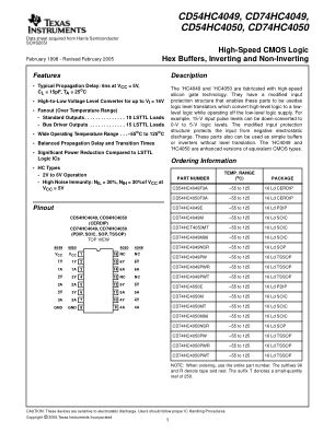 CD74HC4050 datasheet cover page