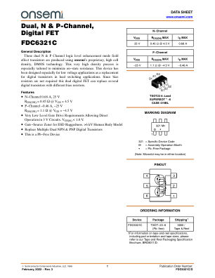 FDC6321C datasheet cover page