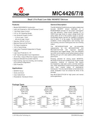 MIC4427YM-TR datasheet cover page