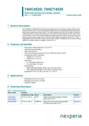 74HC4520D datasheet cover page
